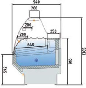 SEZIONE VETRINE REFRIGERATE PASTRY BASIC VETRO CURVO