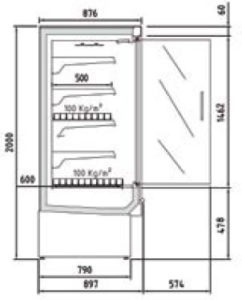 DOCRILUC - SEZIONE MURALI REFRIGERATI PROFONDITA’ 897 MM - PORTA A VETRO