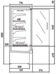 DOCRILUC - SEZIONE MURALI REFRIGERATI PROFONDITA’ 797 MM - PORTA A VETRO