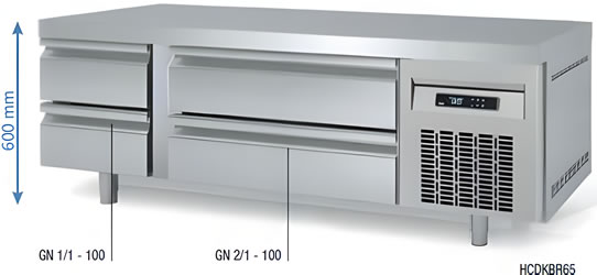 HOT CLASS - DOCRILUC - BASI REFRIGERATE PER CUCINE DA APPOGGIO 600 mm