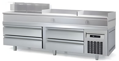 HOT CLASS - DOCRILUC - BASI REFRIGERATE PER CUCINE DA APPOGGIO 600 mm