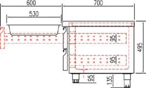 HOT CLASS - DOCRILUC - SEZIONE BASI REFRIGERATE PER CUCINE DA APPOGGIO 600 mm